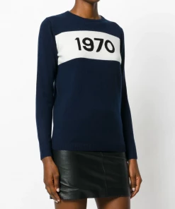 Bella Freud Navy ‘1970’ Signature Cashmere Jumper