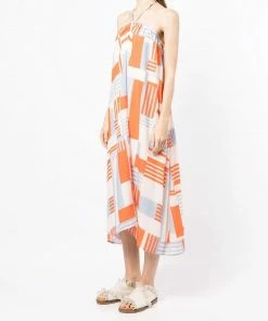 Faithfull The Brand Abstract Printed 'Asturias' Halterneck Midi Dress Clothing