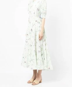 Rixo London 'Agyness' Illustrated Tie Back Midaxi Dress