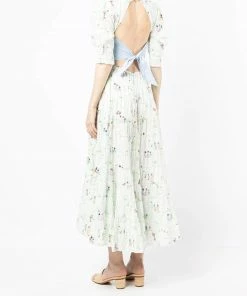 Rixo London 'Agyness' Illustrated Tie Back Midaxi Dress