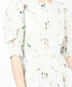 Rixo London 'Agyness' Illustrated Tie Back Midaxi Dress