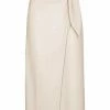 NANUSHKA Cream 'Amas' Vegan Leather Wrap Around Midi Skirt Clothing