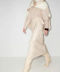 NANUSHKA Cream 'Amas' Vegan Leather Wrap Around Midi Skirt Clothing