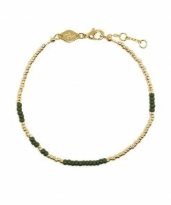 ANNI LU Accessories Army Green 'Asym 22' Beaded Bracelet