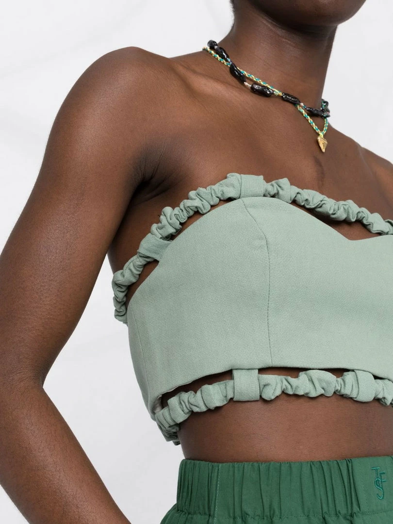Ganni Green 'Bandeau Strapless Crop Top' 5 Ganni Green 'Bandeau Strapless Crop Top'