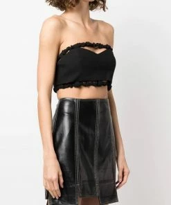 Ganni Black 'Bandeau Strapless Crop Top'