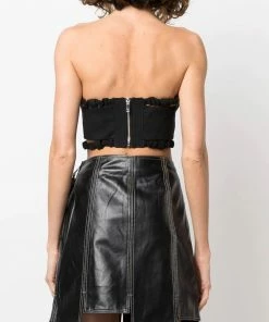 Ganni Black 'Bandeau Strapless Crop Top'