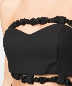 Ganni Black 'Bandeau Strapless Crop Top'
