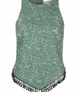 Ganni New In 'Beaded Hem Sleeveless Top'