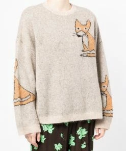 Stella Nova Clothing Beige 'Adelin' Fox Sweater