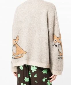 Stella Nova Clothing Beige 'Adelin' Fox Sweater