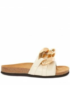 JW Anderson Beige 'Leather Chain Slides'
