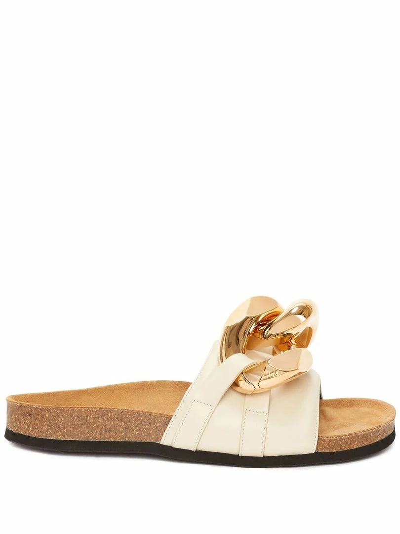 JW Anderson Beige 'Leather Chain Slides' 3 JW Anderson Beige 'Leather Chain Slides'