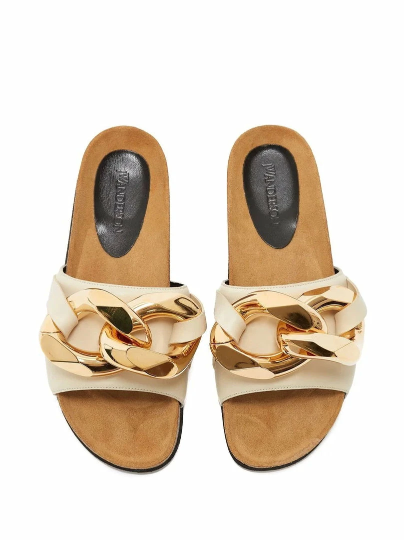 JW Anderson Beige 'Leather Chain Slides' 6 JW Anderson Beige 'Leather Chain Slides'