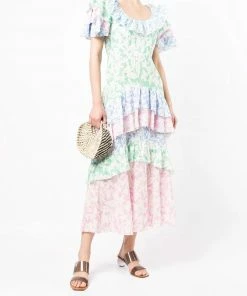 Rixo London 'Benita' Floral Ruffled Midi Dress