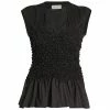 DRIES VAN NOTEN Black 'Cordoba' Smocked Peplum Top