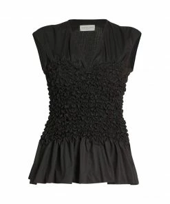DRIES VAN NOTEN Black'Cordoba' Smocked Peplum Top