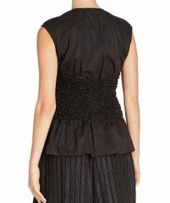 DRIES VAN NOTEN Black 'Cordoba' Smocked Peplum Top