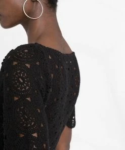 ROTATE Black 'Milandran' Crochet Crop Top Clothing 11 ROTATE Black 'Milandran' Crochet Crop Top Clothing