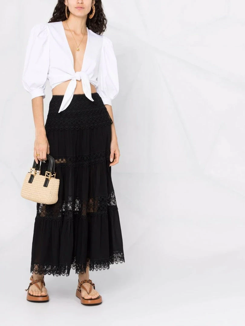 Charo Ruiz Black 'Silke' Long Lace Skirt Clothing 4 Charo Ruiz Black 'Silke' Long Lace Skirt Clothing