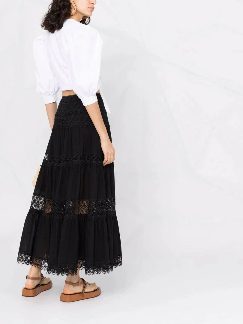 Charo Ruiz Black 'Silke' Long Lace Skirt Clothing 6 Charo Ruiz Black 'Silke' Long Lace Skirt Clothing