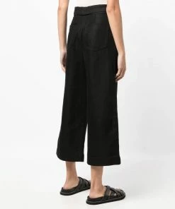 Vince Black 'Tie Front Wide Leg Trousers'