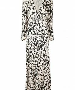 Rixo London Black ‘Selma’ Floral Palm Print Midi Dress