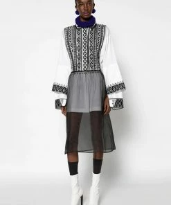 DRIES VAN NOTEN Black ‘Sola’ Sheer Midi Skirt