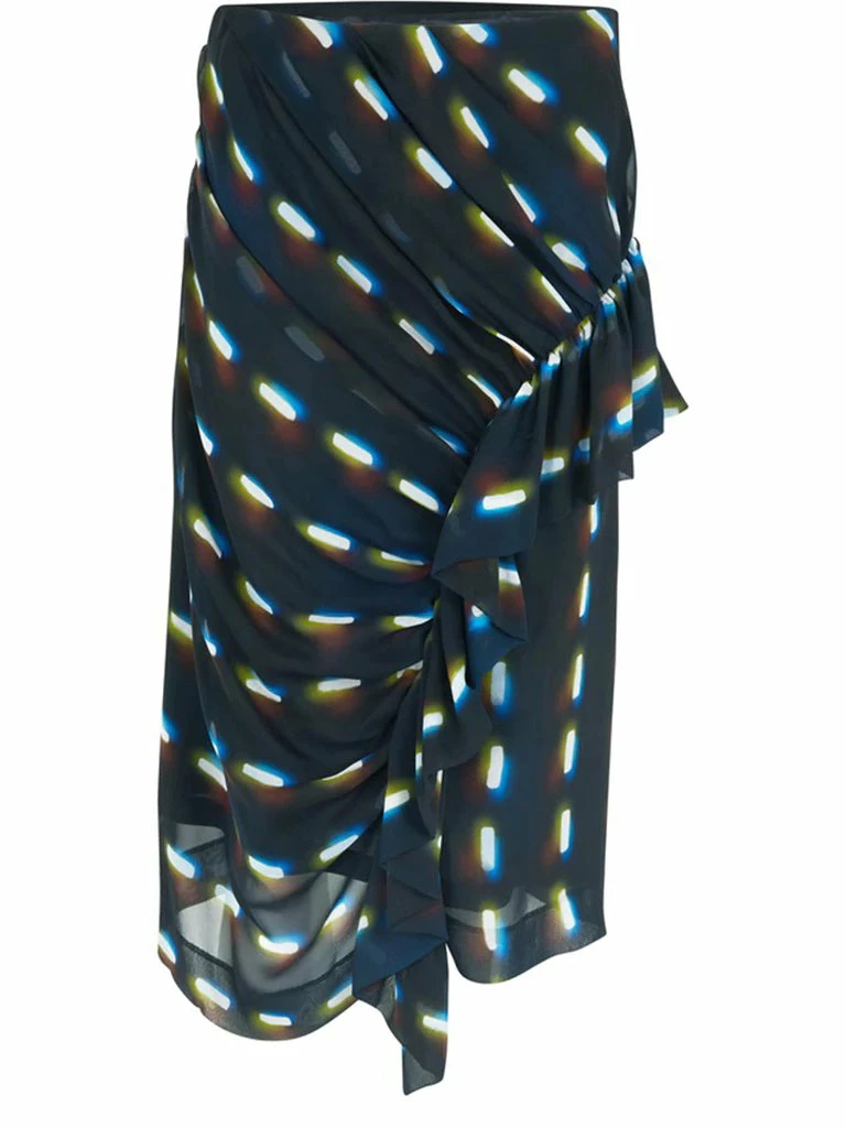 DRIES VAN NOTEN Clothing Black ‘Syvan’ Printed Ruffle Midi Skirt 3 DRIES VAN NOTEN Clothing Black ‘Syvan’ Printed Ruffle Midi Skirt