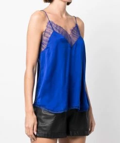 IRO Clothing Blue 'Berwyn' Lace Trim Camisole