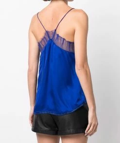 IRO Clothing Blue 'Berwyn' Lace Trim Camisole