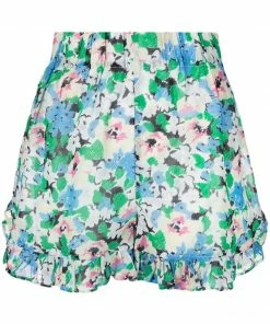 Ganni Blue 'Printed Sheer Shorts'