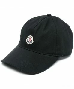 Moncler Black'Branded Patch Baseball Cap'