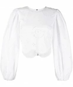 Ganni White 'Broderie Anglaise Blouse'