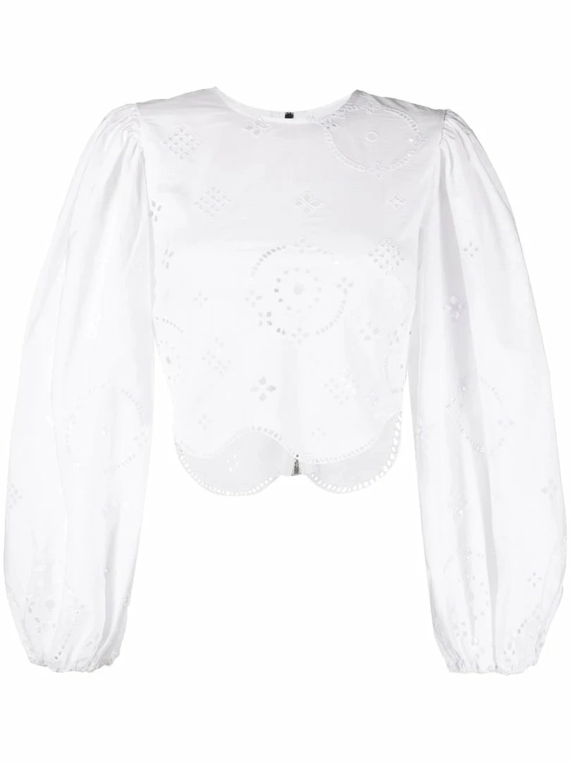Ganni White 'Broderie Anglaise Blouse' 3 Ganni White 'Broderie Anglaise Blouse'