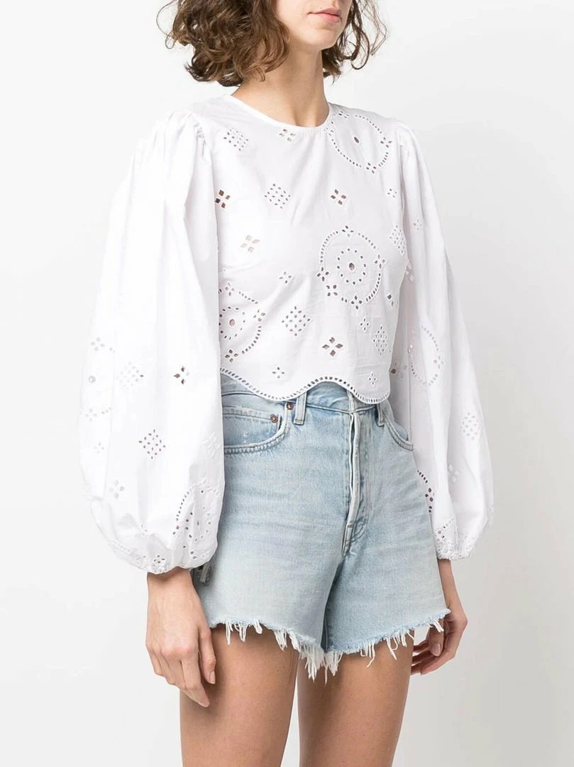 Ganni White 'Broderie Anglaise Blouse' 5 Ganni White 'Broderie Anglaise Blouse'
