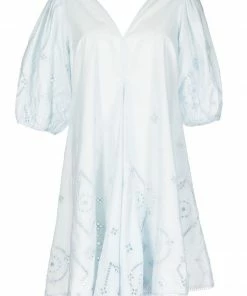 Ganni 'Broderie Anglaise Puff Sleeve Mini Dress'