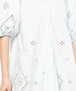 Ganni 'Broderie Anglaise Puff Sleeve Mini Dress'