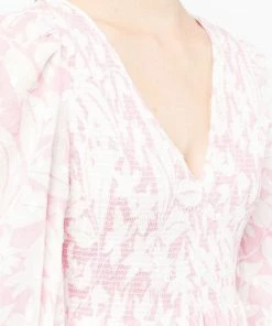 Rixo London 'Brooke' Shirred Floral Palm Maxi Dress