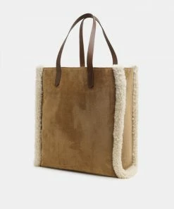 Golden Goose Bags ‘California’ Shearling Logo Tote Bag