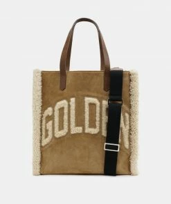 Golden Goose Bags ‘California’ Shearling Logo Tote Bag