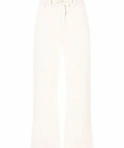 Paige Clothing Ecru 'Carly' Wide Leg Jeans