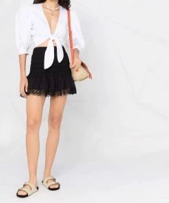 Charo Ruiz Clothing Black 'Fleur' Lace Mini Skirt