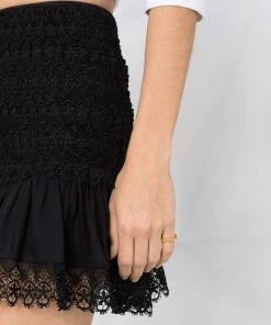 Charo Ruiz Clothing Black 'Fleur' Lace Mini Skirt