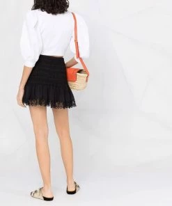 Charo Ruiz Clothing Black 'Fleur' Lace Mini Skirt