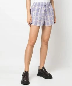Ganni New In 'Checked Shorts'