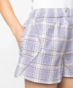 Ganni New In 'Checked Shorts'
