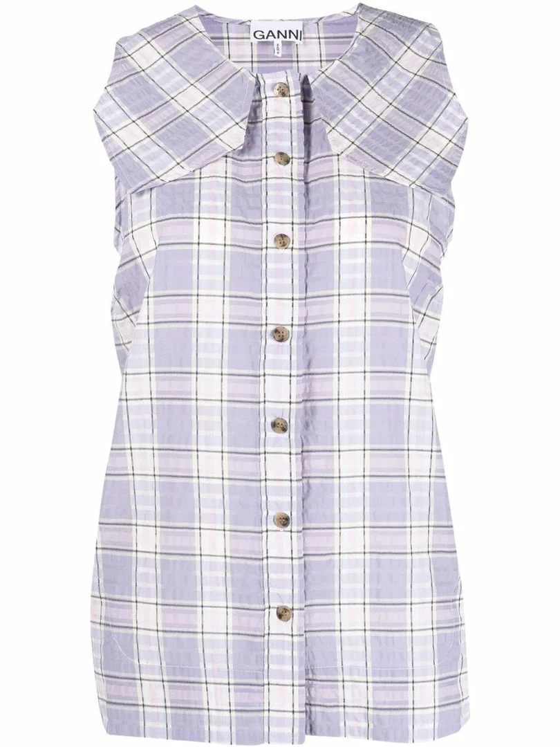 Ganni 'Checked Sleeveless Shirt' 3 Ganni 'Checked Sleeveless Shirt'