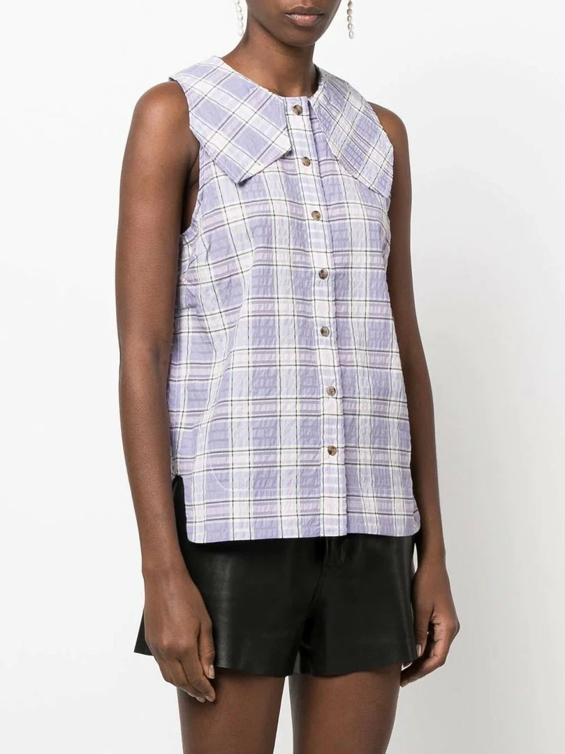 Ganni 'Checked Sleeveless Shirt' 5 Ganni 'Checked Sleeveless Shirt'