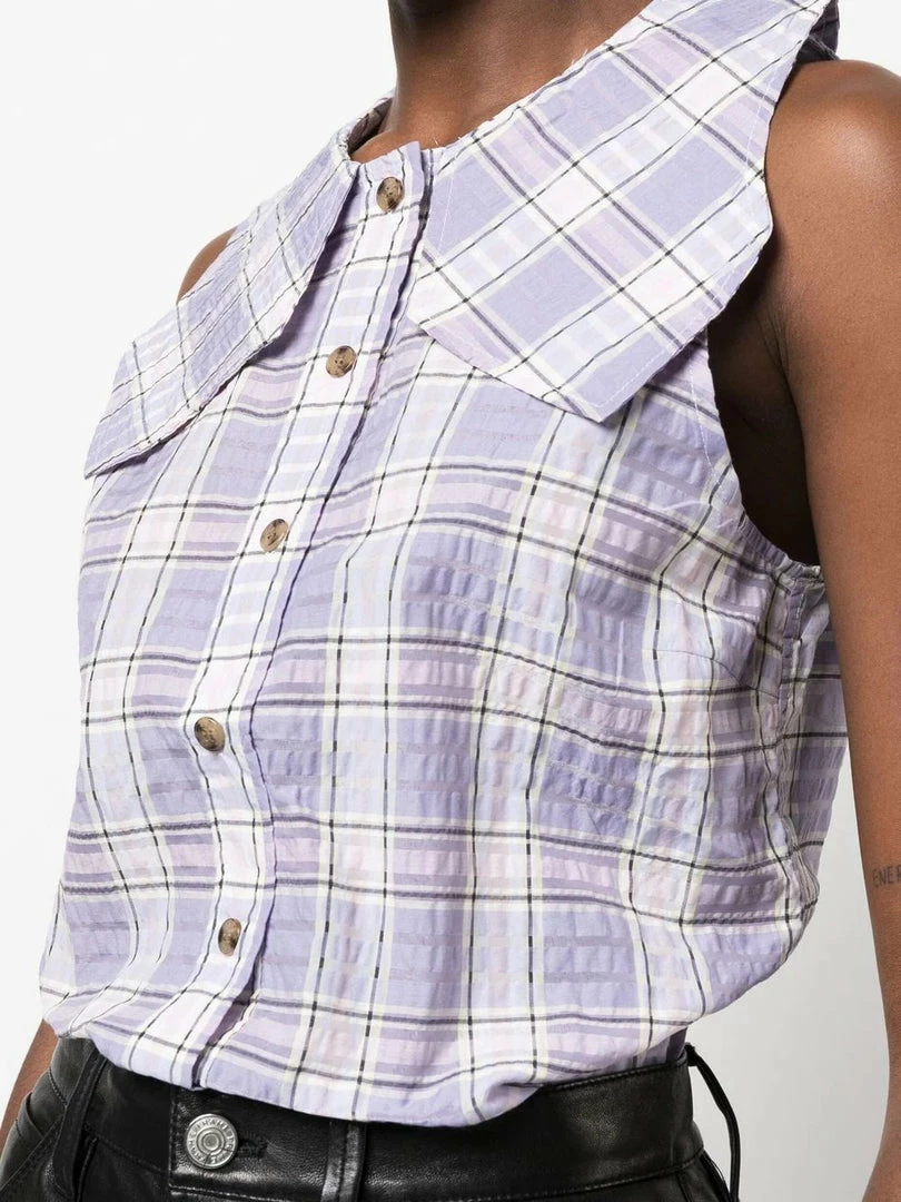 Ganni 'Checked Sleeveless Shirt' 7 Ganni 'Checked Sleeveless Shirt'